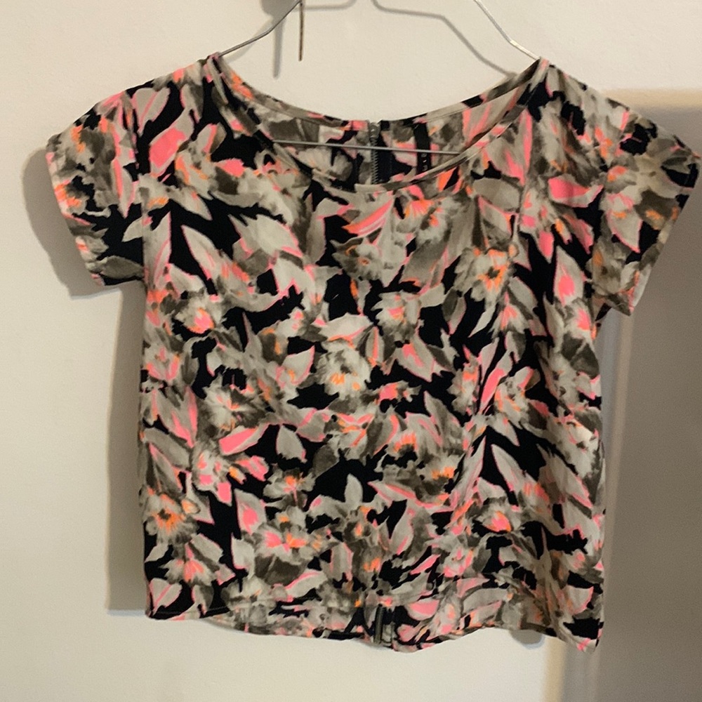 4/$20 B*Jewel pink grey and black brown orange 🍊 crop top with back zipper-S/M